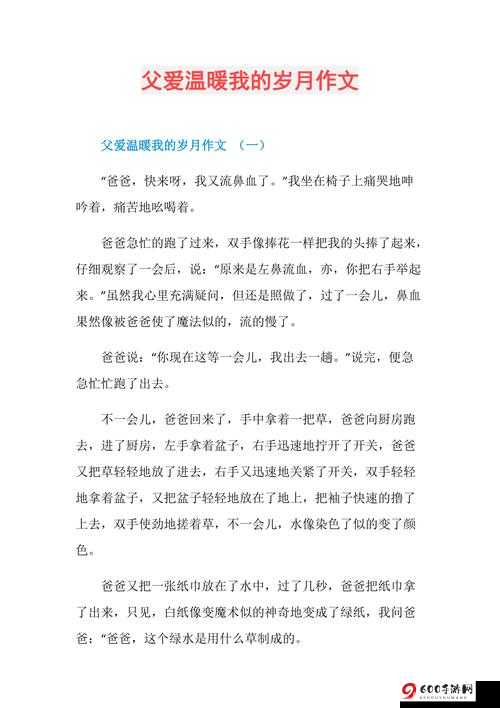 亲爱的爸爸小说：在岁月的温暖中重拾父爱与成长的故事